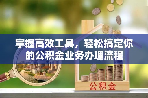 铁锋掌握高效工具，轻松搞定你的公积金业务办理流程