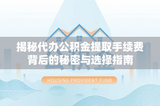 铁锋揭秘代办公积金提取手续费背后的秘密与选择指南